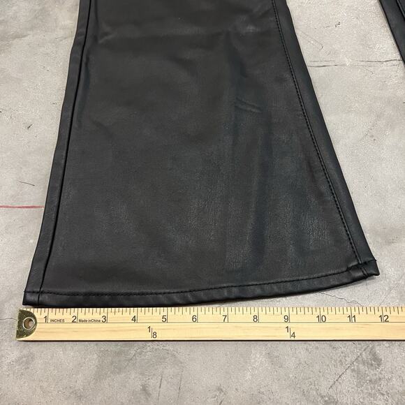 American Eagle Stretch Super Hi Rise Flare Faux Leather Pants Women's 12 Regular - Picture 3 of 8